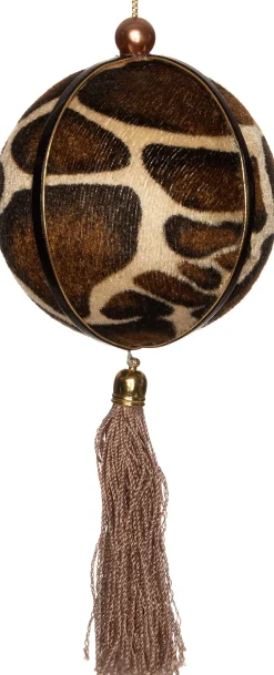 Intratuin kerstbal dierenprint met kwast bruin D 8 cm