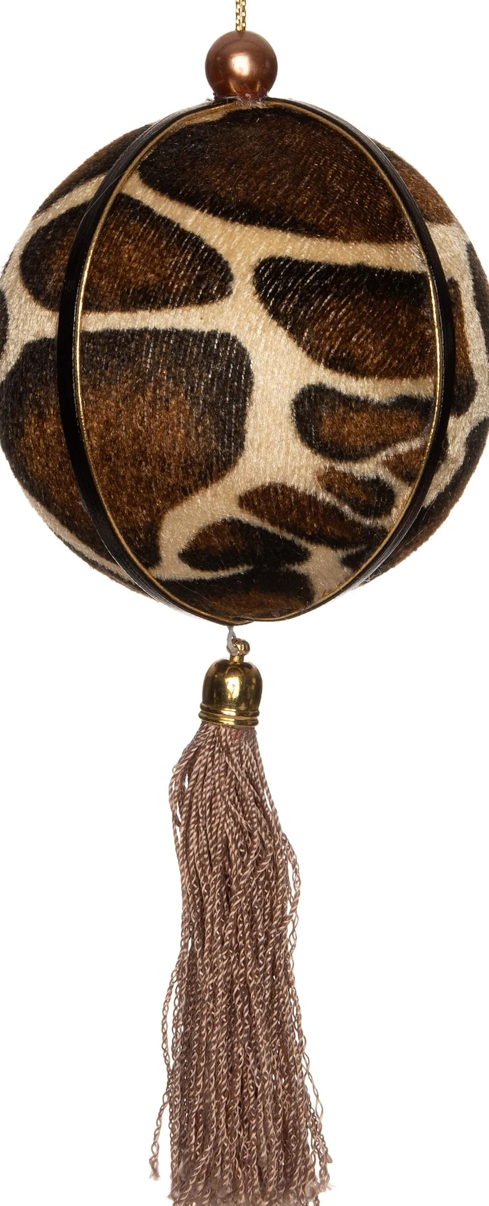 Intratuin kerstbal dierenprint met kwast bruin D 8 cm