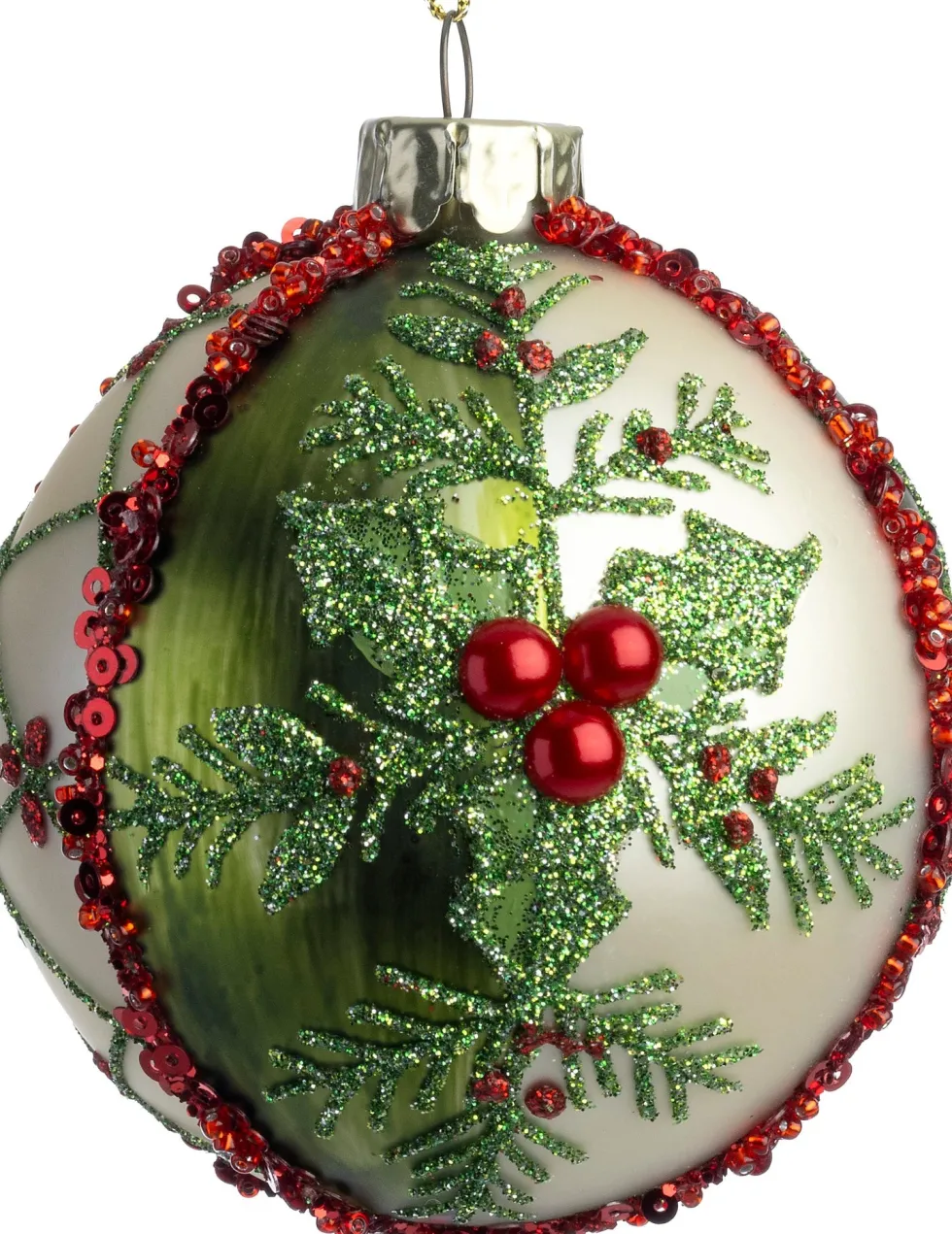Intratuin kerstbal Dunkeld goud / groen D 10 cm