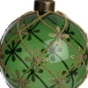 Intratuin kerstbal Eilish groen bloem D 8 cm