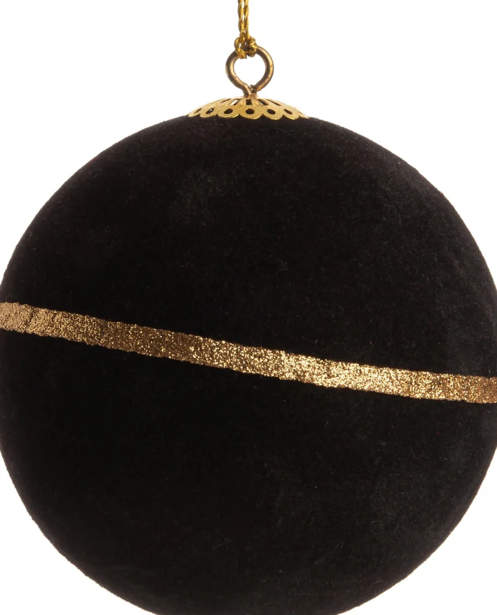 Intratuin kerstbal Faie met enkele streep zwart D 10 cm