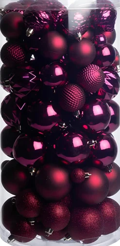 Intratuin kerstbal Flint box bordeaux D 4 / 6 / 8 cm 100-delig
