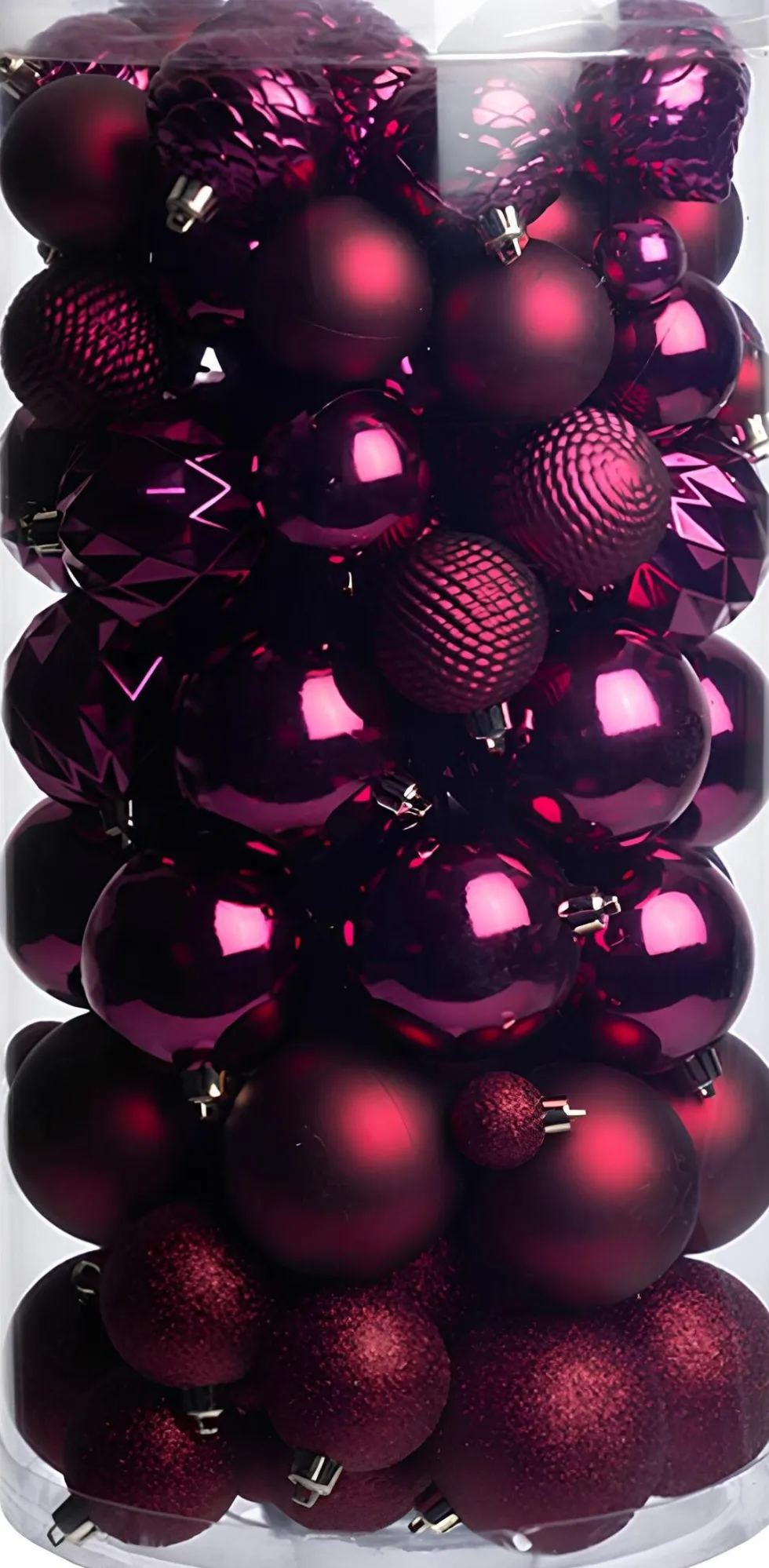 Intratuin kerstbal Flint box bordeaux D 4 / 6 / 8 cm 100-delig