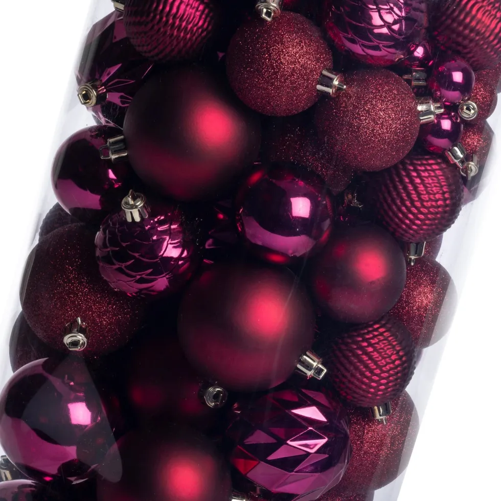 Intratuin kerstbal Flint box paars D 4 / 6 / 8 cm 100-delig