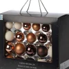 Intratuin kerstbal Gaby wit / bruin D 5 / 6 / 7 cm 42 stuks