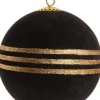 Intratuin kerstbal Gem met drie strepen zwart D 10 cm