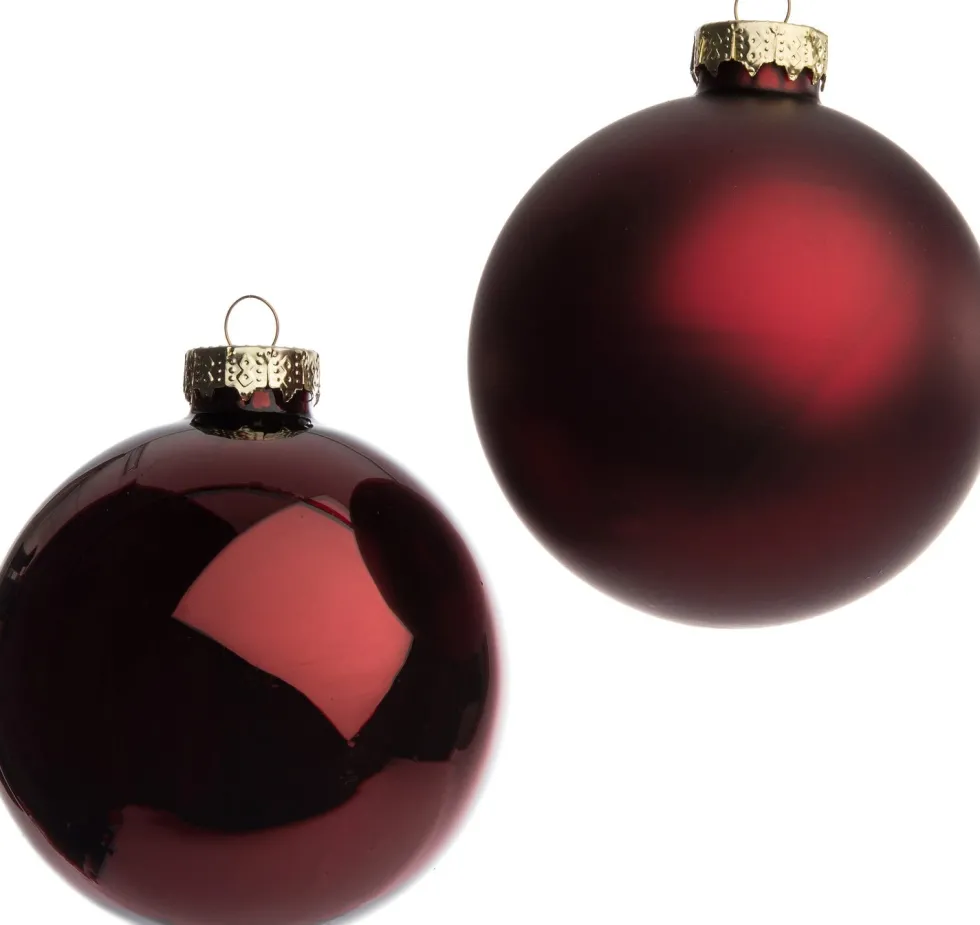 Intratuin kerstbal glas donkerrood D 8 cm 6 stuks