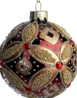 Intratuin kerstbal Glasgow rood / goud D 10 cm