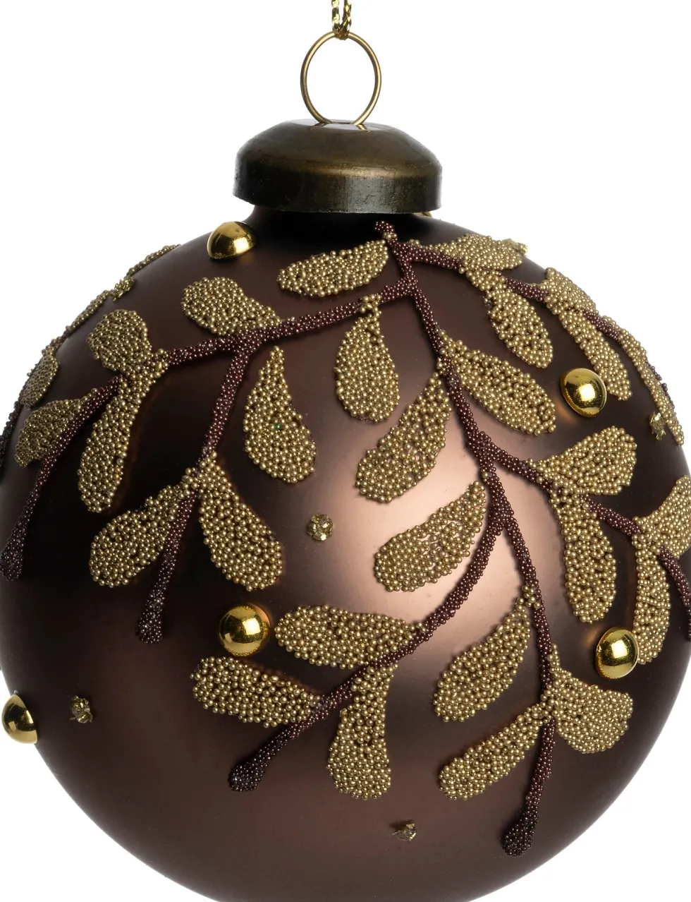 Intratuin kerstbal Glenealy bruin blad D 8 cm