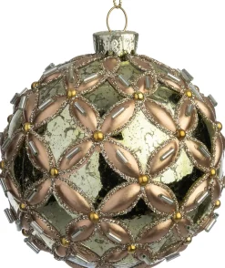 Intratuin kerstbal Hynish goud / groen D 8 cm