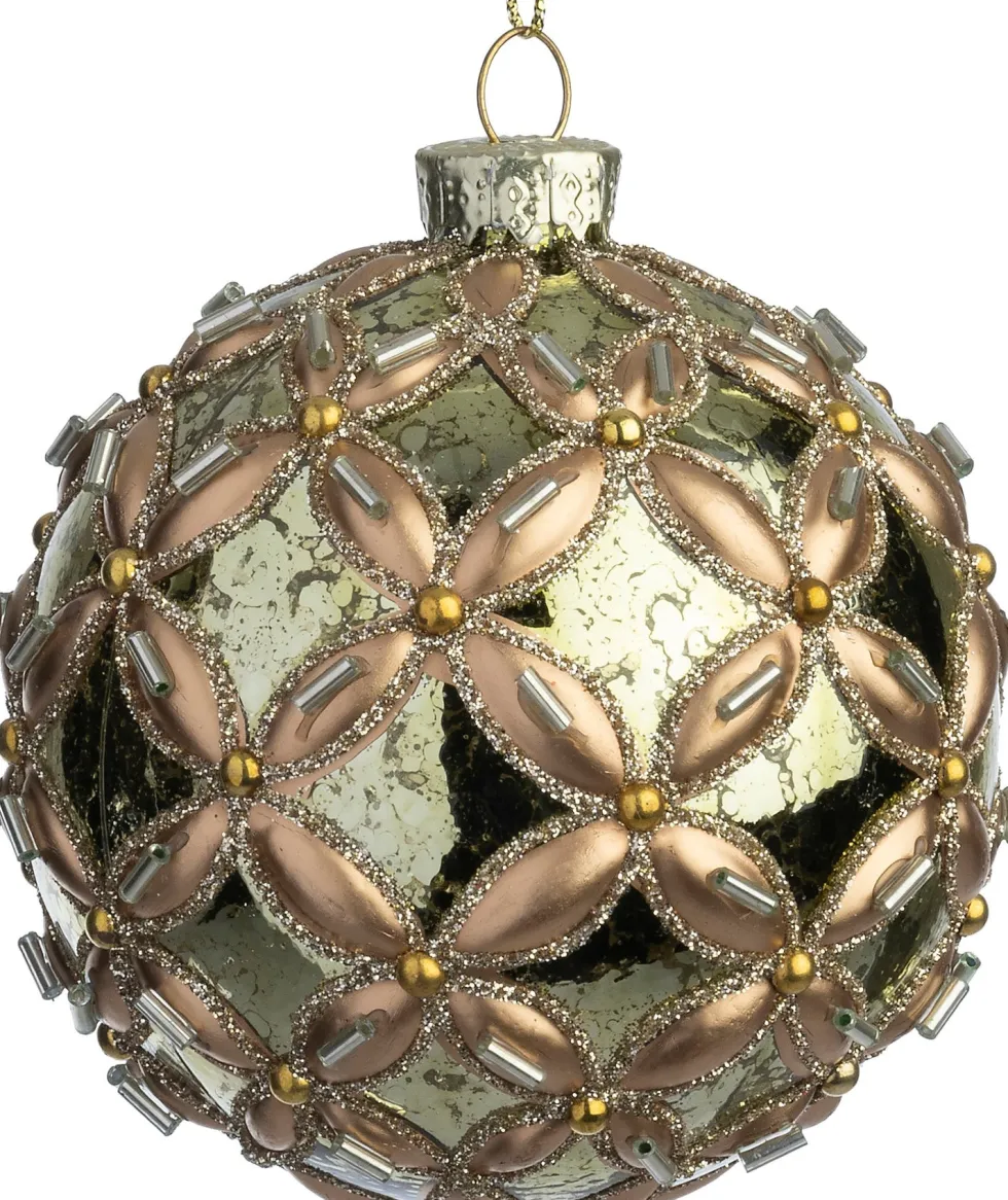 Intratuin kerstbal Hynish goud / groen D 8 cm