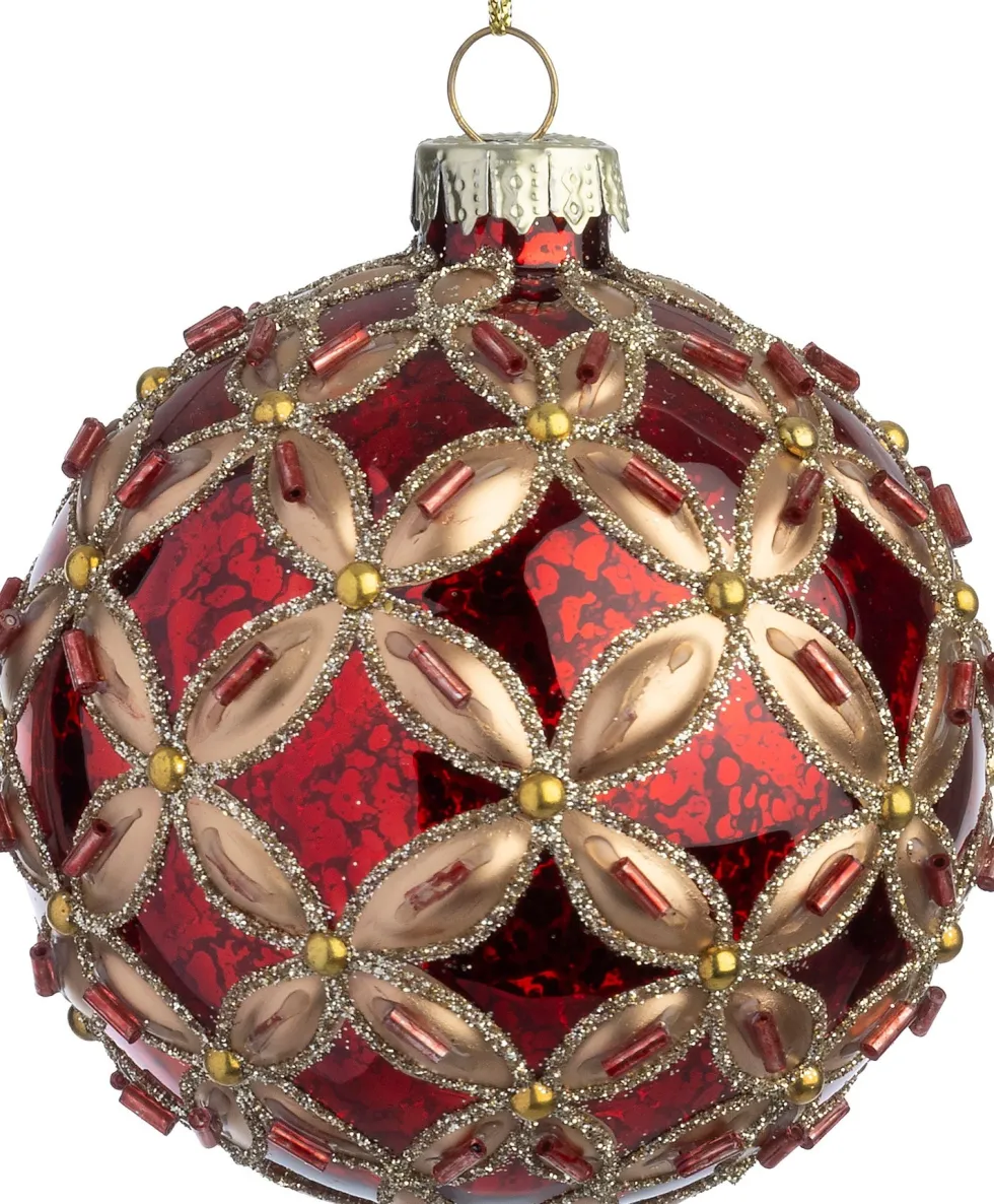 Intratuin kerstbal Hynish rood / groen D 8 cm
