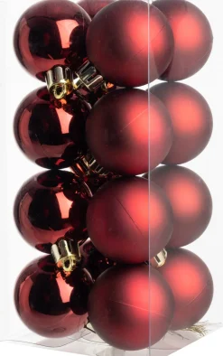 Intratuin kerstbal Iven bordeaux D 4 cm 16 stuks