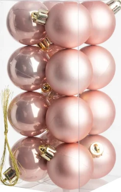 Intratuin kerstbal Iven roze D 4 cm 16 stuks