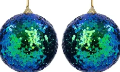 Intratuin kerstbal Jonta blauw D 10 cm 2 stuks