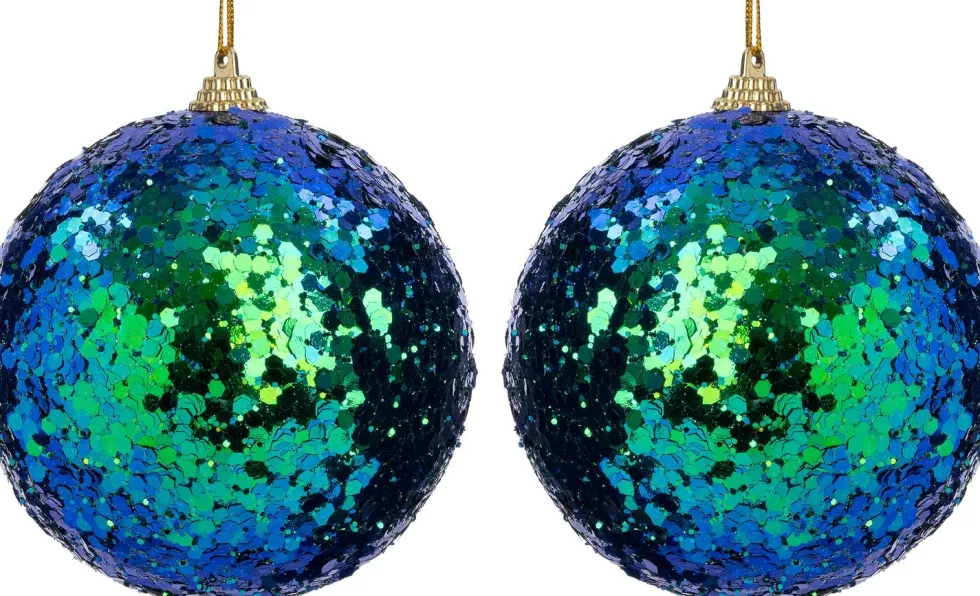 Intratuin kerstbal Jonta blauw D 10 cm 2 stuks