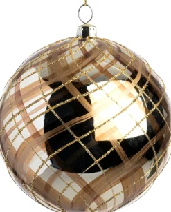 Intratuin kerstbal Joy goud /zilver ribbel D 12 cm