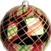 Intratuin kerstbal Joy rood / groen / goud tartan D 10 cm