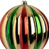 Intratuin kerstbal Joy rood / groen / goud ribbel D 12 cm