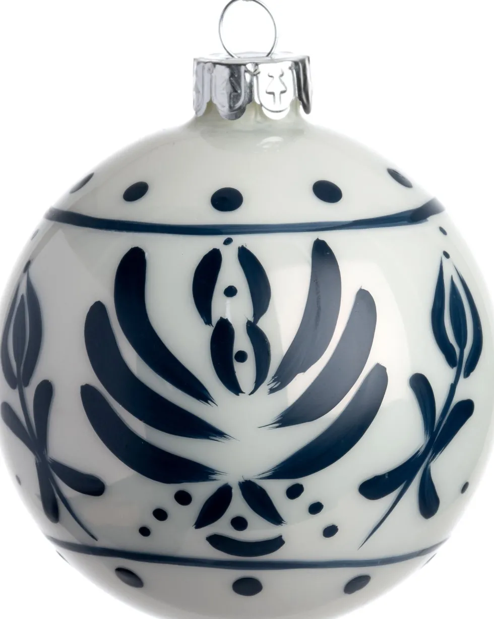 Intratuin kerstbal Kirkham deco wit / blauw D 8 cm