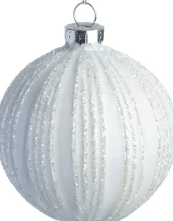 Intratuin kerstbal Larena wit streep D 8 cm