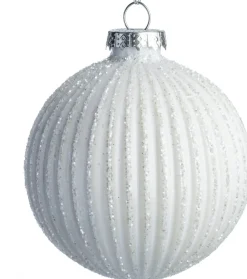 Intratuin kerstbal Larena wit ribbel D 8 cm