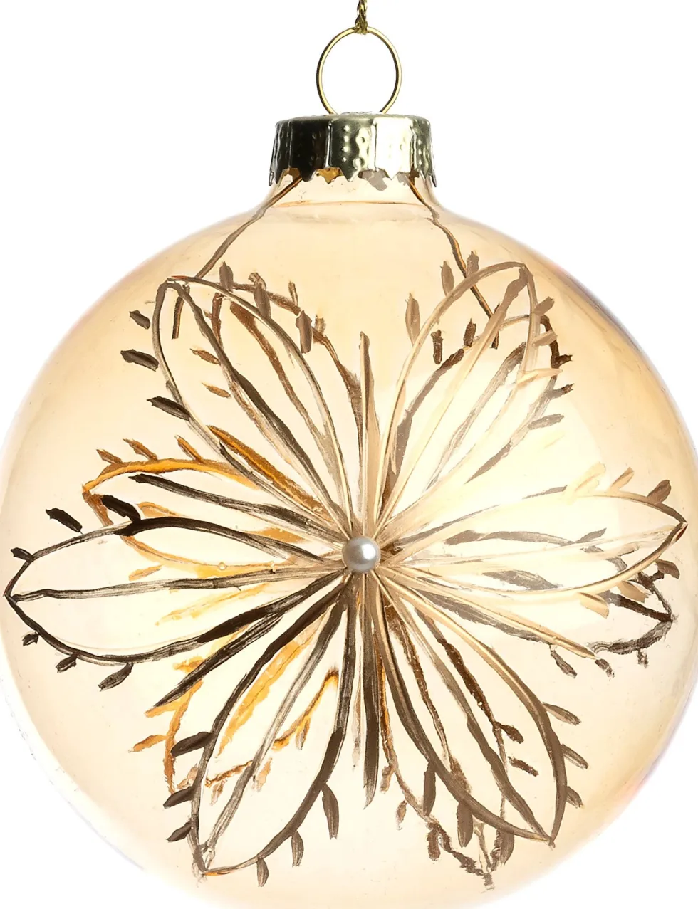 Intratuin kerstbal Lennox goud bloem D 8 cm