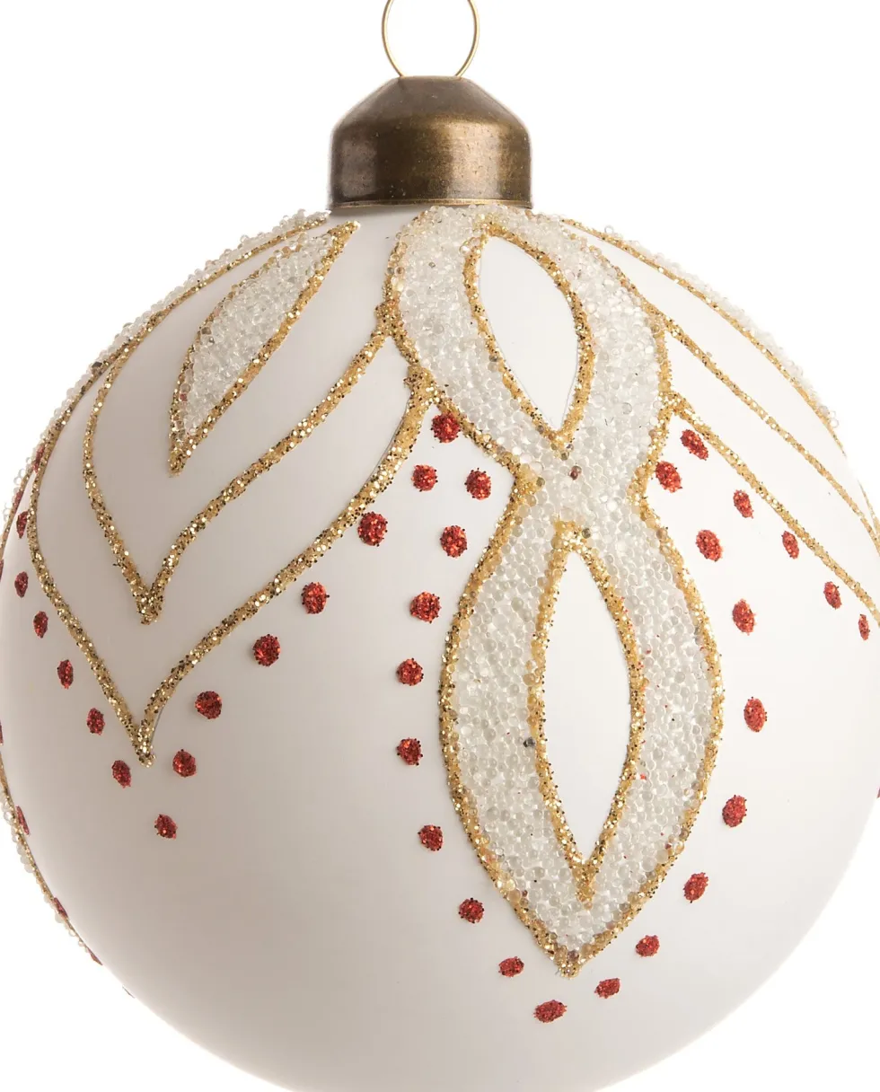 Intratuin kerstbal Lindsy wit D 8 cm