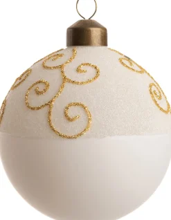 Intratuin kerstbal Lucy krul wit D 8 cm