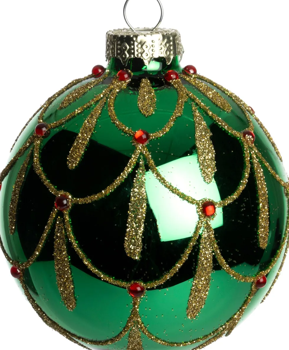 Intratuin kerstbal Maeyo groen geschulpt D 8 cm