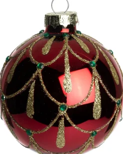 Intratuin kerstbal Maeyo rood geschulpt D 8 cm
