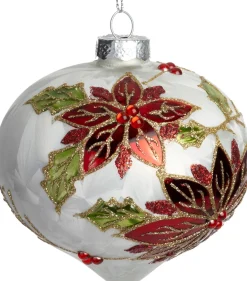 Intratuin kerstbal Maharees ui wit / rood D 10 cm
