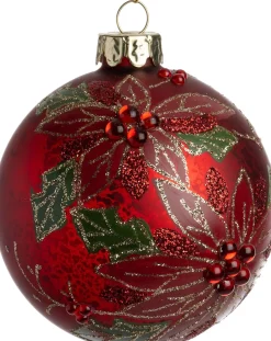 Intratuin kerstbal Malvern rood / groen D 8 cm