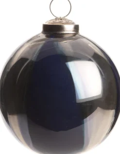 Intratuin kerstbal marmerlook donkerblauw D 8 cm