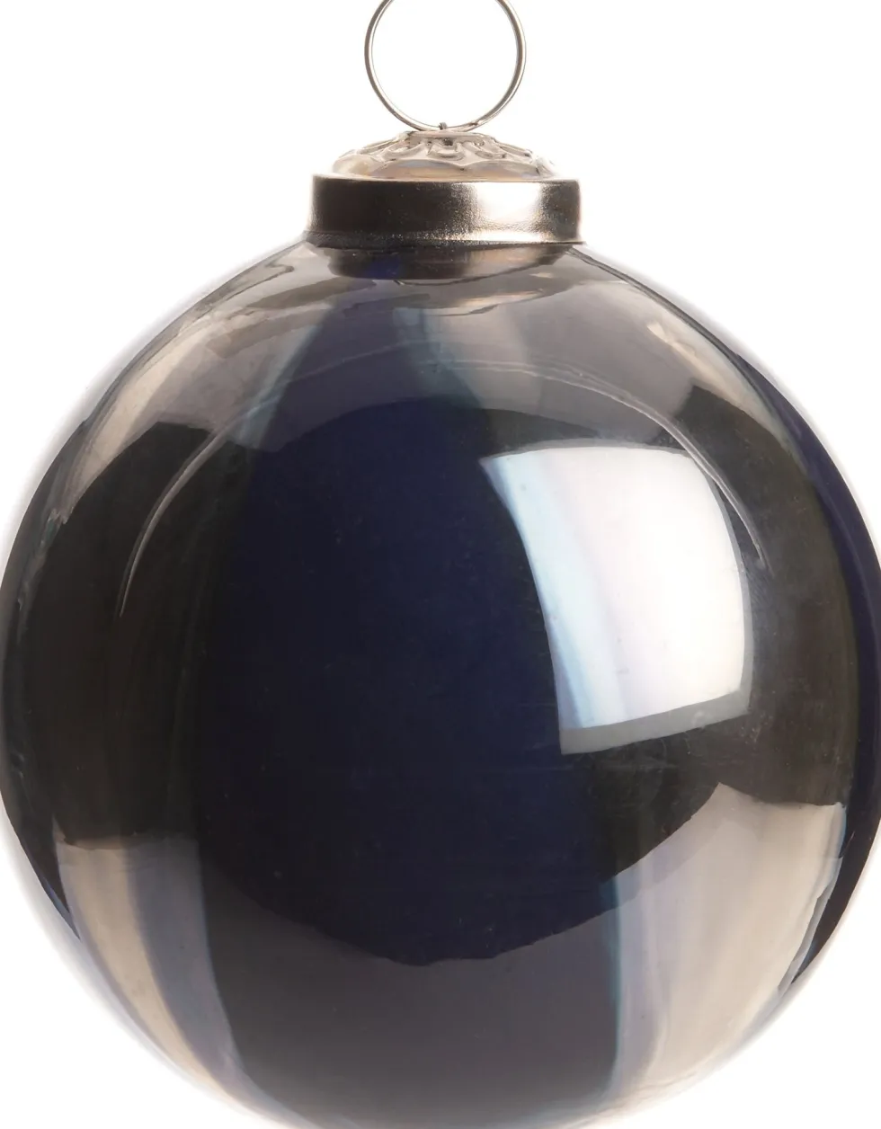 Intratuin kerstbal marmerlook donkerblauw D 8 cm