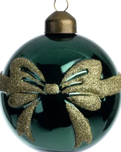 Intratuin kerstbal Megan groen strik D 8 cm