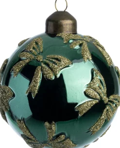 Intratuin kerstbal Megan groen strikjes D 8 cm