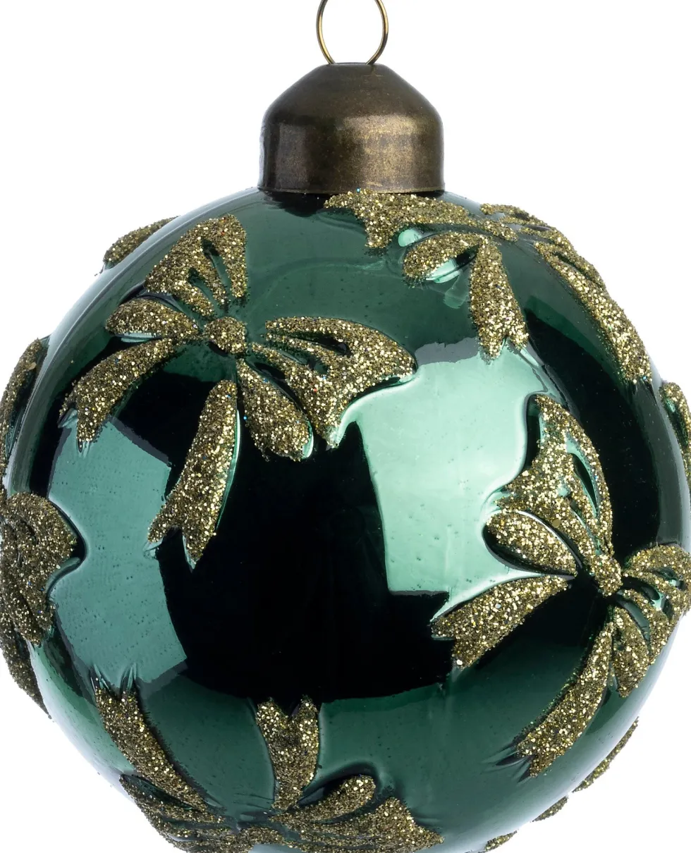 Intratuin kerstbal Megan groen strikjes D 8 cm