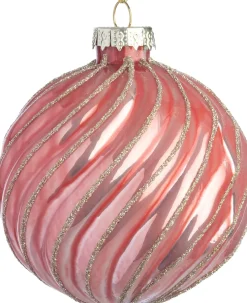 Intratuin kerstbal Milton roze mat swirl D 16 cm