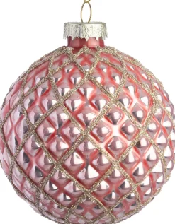 Intratuin kerstbal Milton roze mat ruit D 16 cm