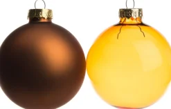 Intratuin kerstbal mix geel / bruin D 7 cm 8 stuks