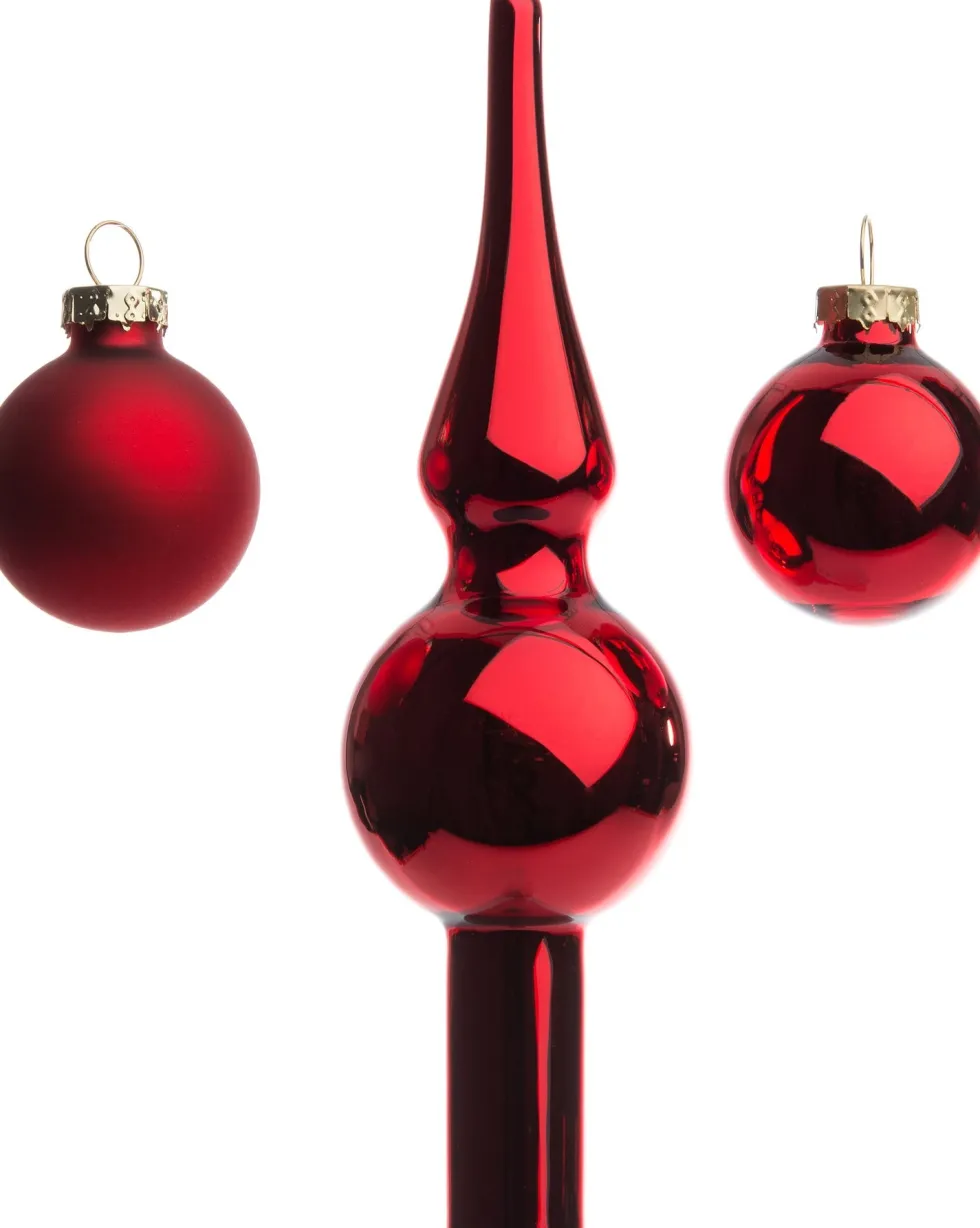 Intratuin kerstbal mix met piek Glenn rood D 3,5 cm 11 stuks