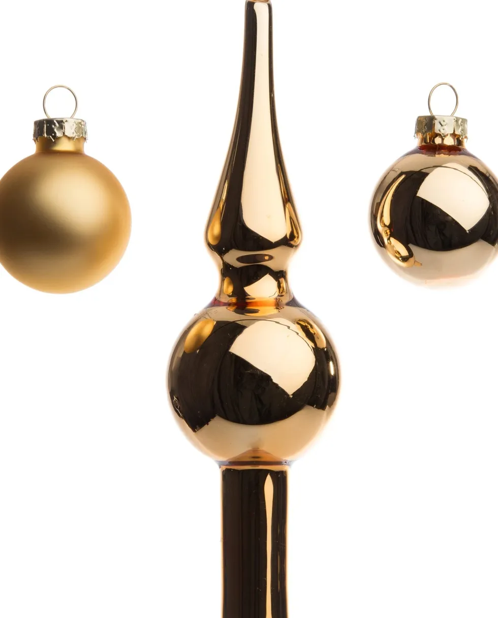 Intratuin kerstbal mix met piek Glenn goud D 3,5 cm 11 stuks