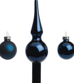 Intratuin kerstbal mix met piek Glenn blauw D 3,5 cm 11 stuks