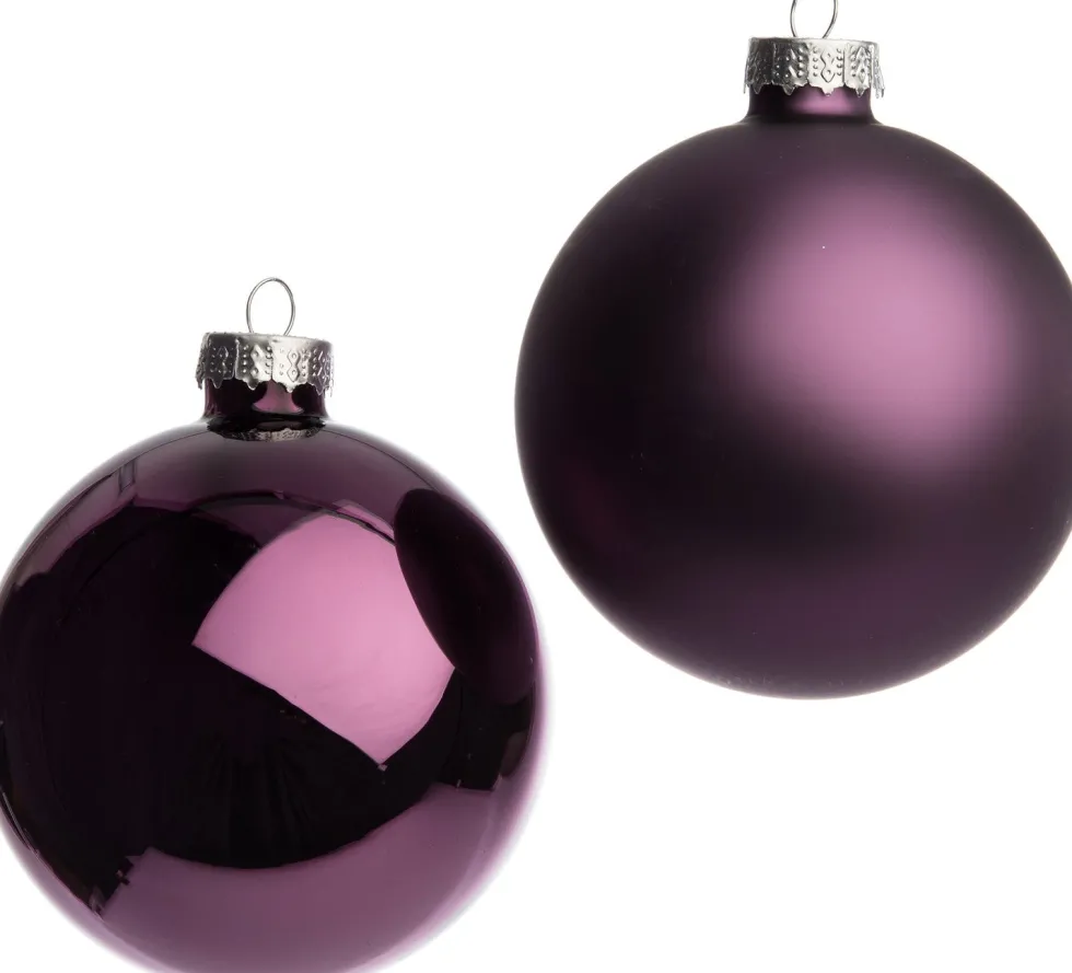 Intratuin kerstbal mix paars D 8 cm 6 stuks