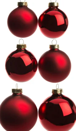 Intratuin kerstbal mix rood D 5 / 6 / 7 cm 42 stuks