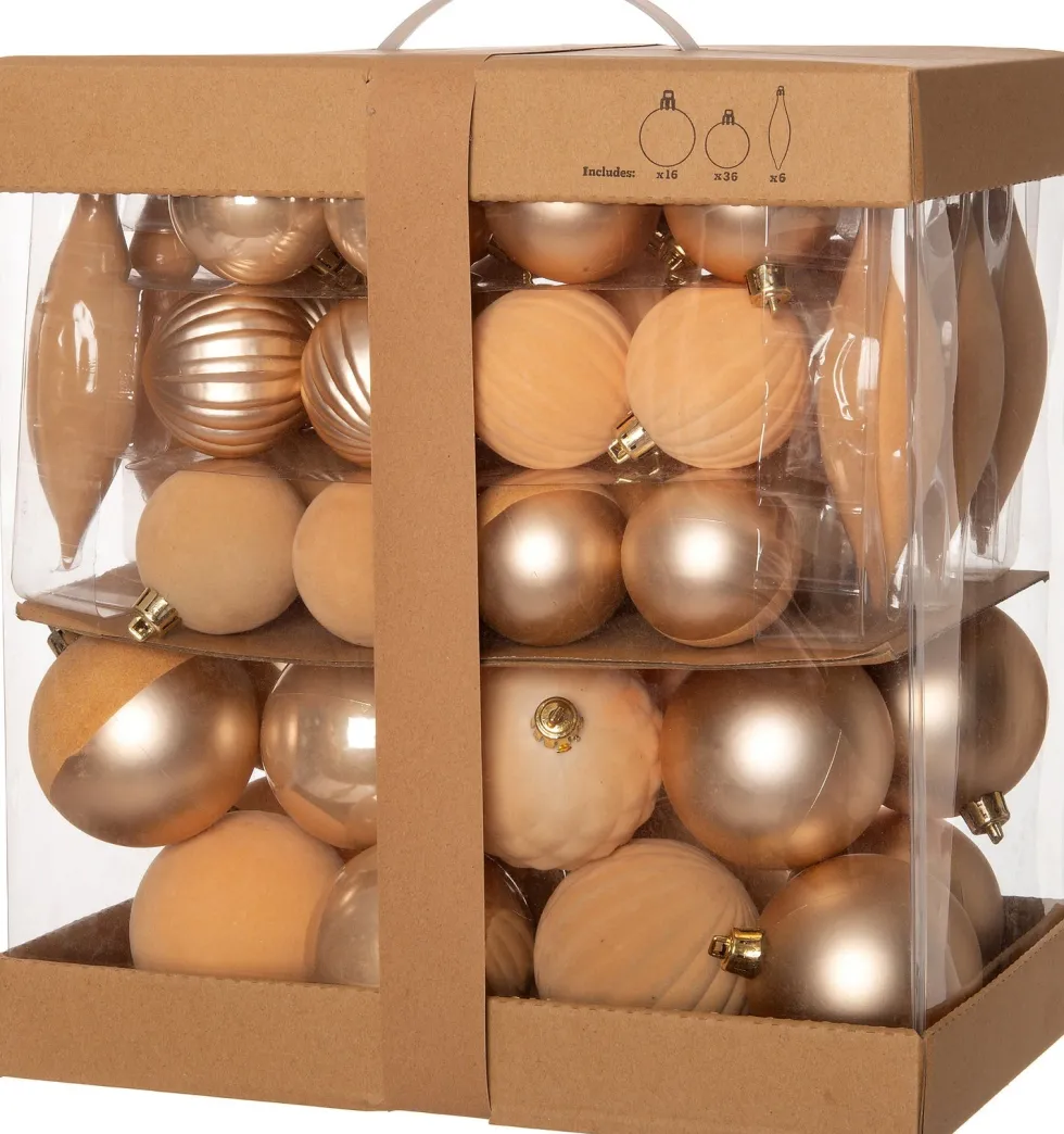 Intratuin kerstbal mix Velvet ivoor 8 x 8 x 15 cm 58 stuks