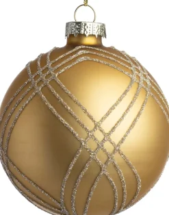 Intratuin kerstbal Moby goud mat lijn D 8 cm