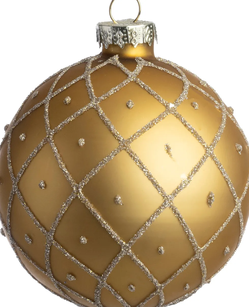 Intratuin kerstbal Moby goud mat ruit D 8 cm