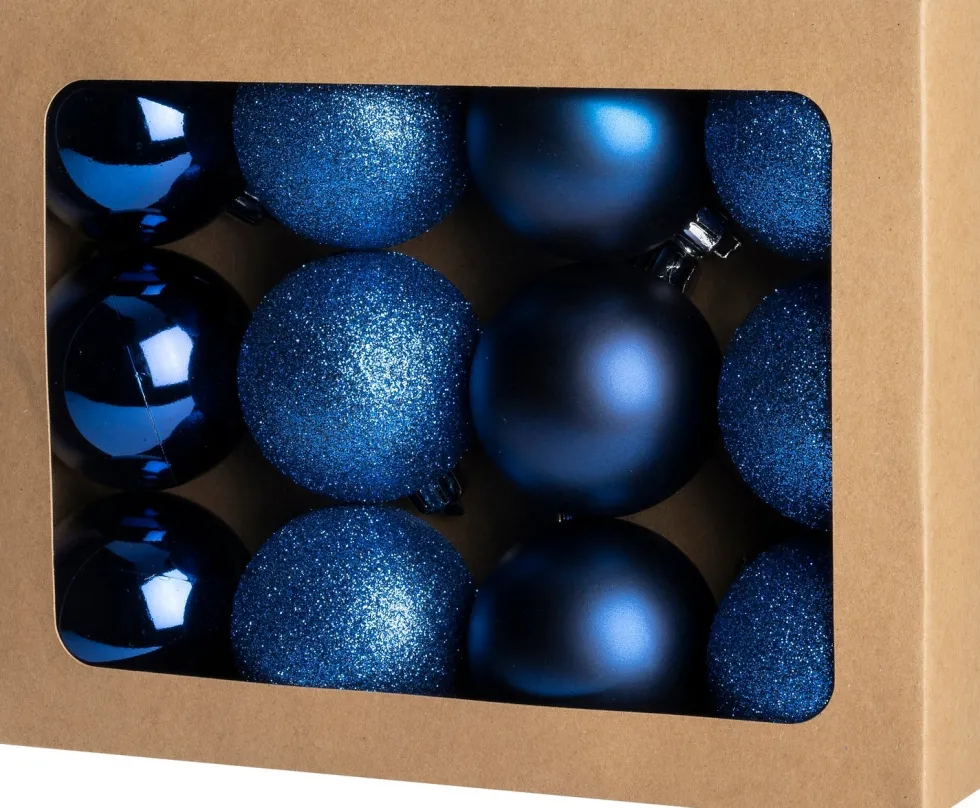 Intratuin kerstbal Montrose blauw D 6 cm 12 stuks